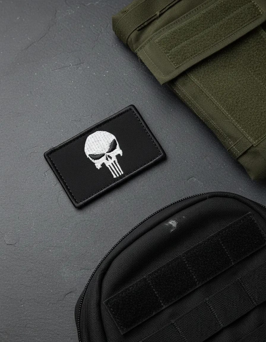 Patch Emblema Bandeira Justiceiro Bordado com Velcro - Imagem 2