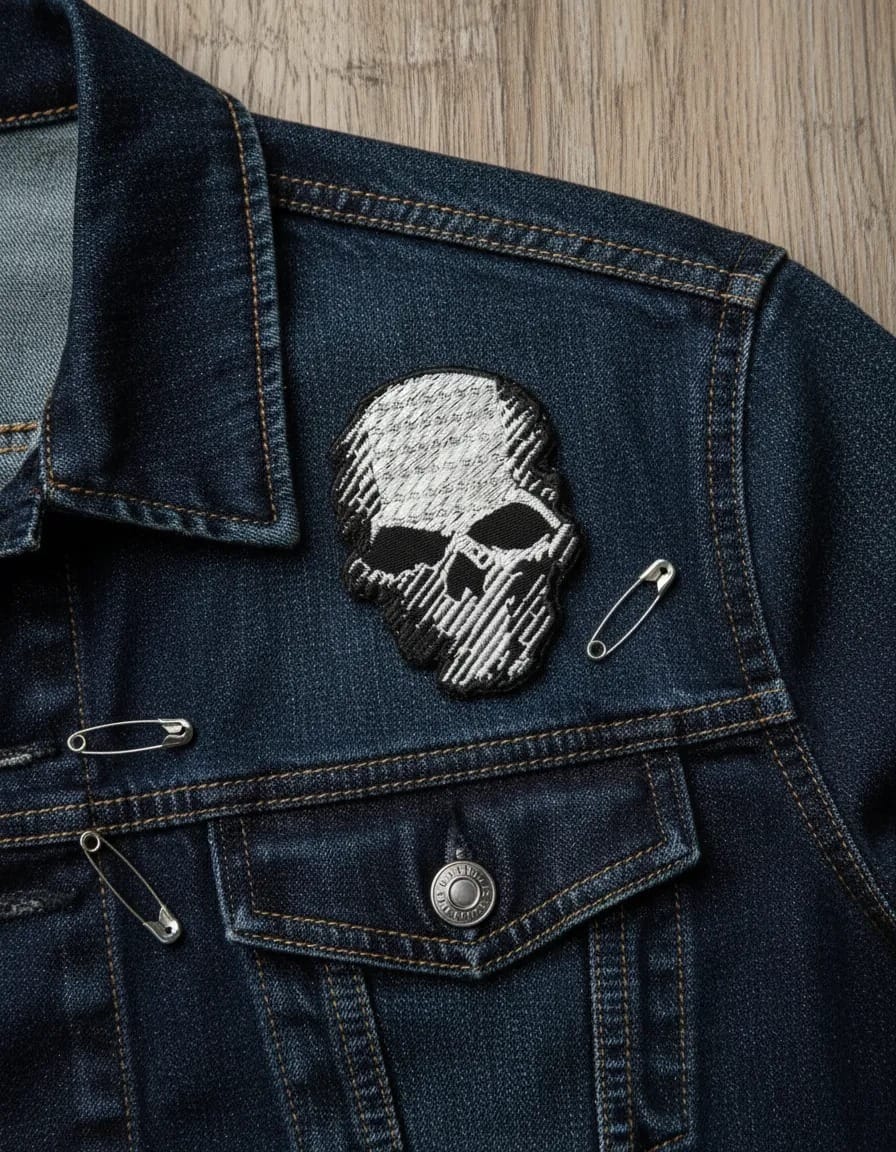 Patch Emblema Caveira Glit Bordado com Velcro - Imagem 2