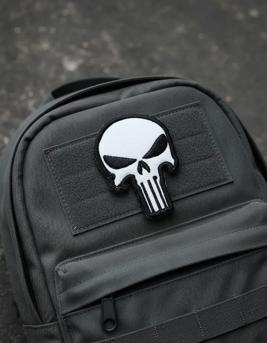 Patch Emblema Caveira Justiceiro Bordado com Velcro - Imagem 3
