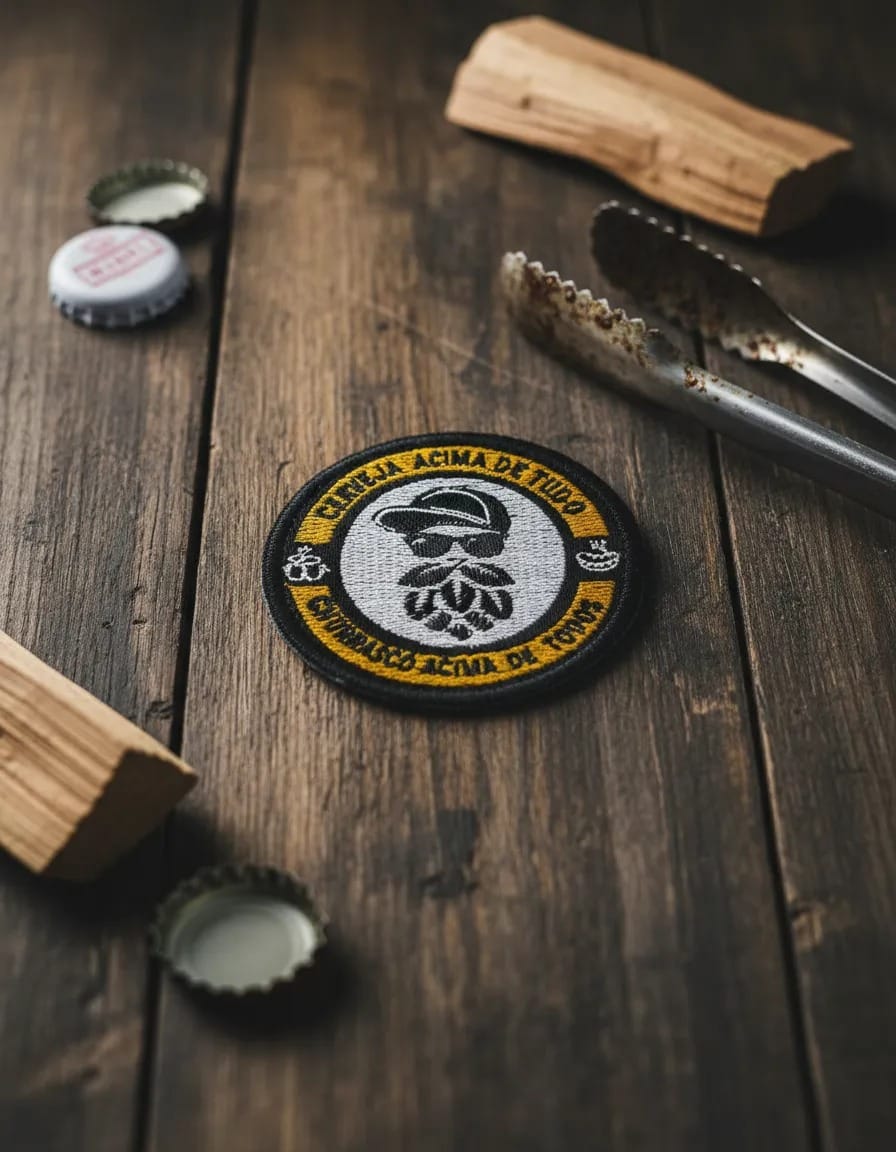 Patch Emblema Cerveja acima de tudo, Churrasco acima de todos Bordado com Velcro - Imagem 2