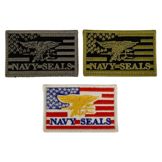 Patch Emblema Bandeira EUA Navy Seals Bordado com Velcro