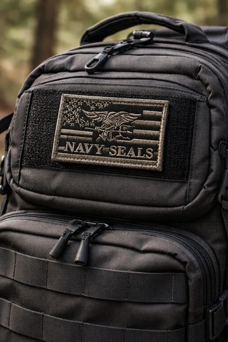 Patch Emblema Bandeira EUA Navy Seals Bordado com Velcro - Imagem 3