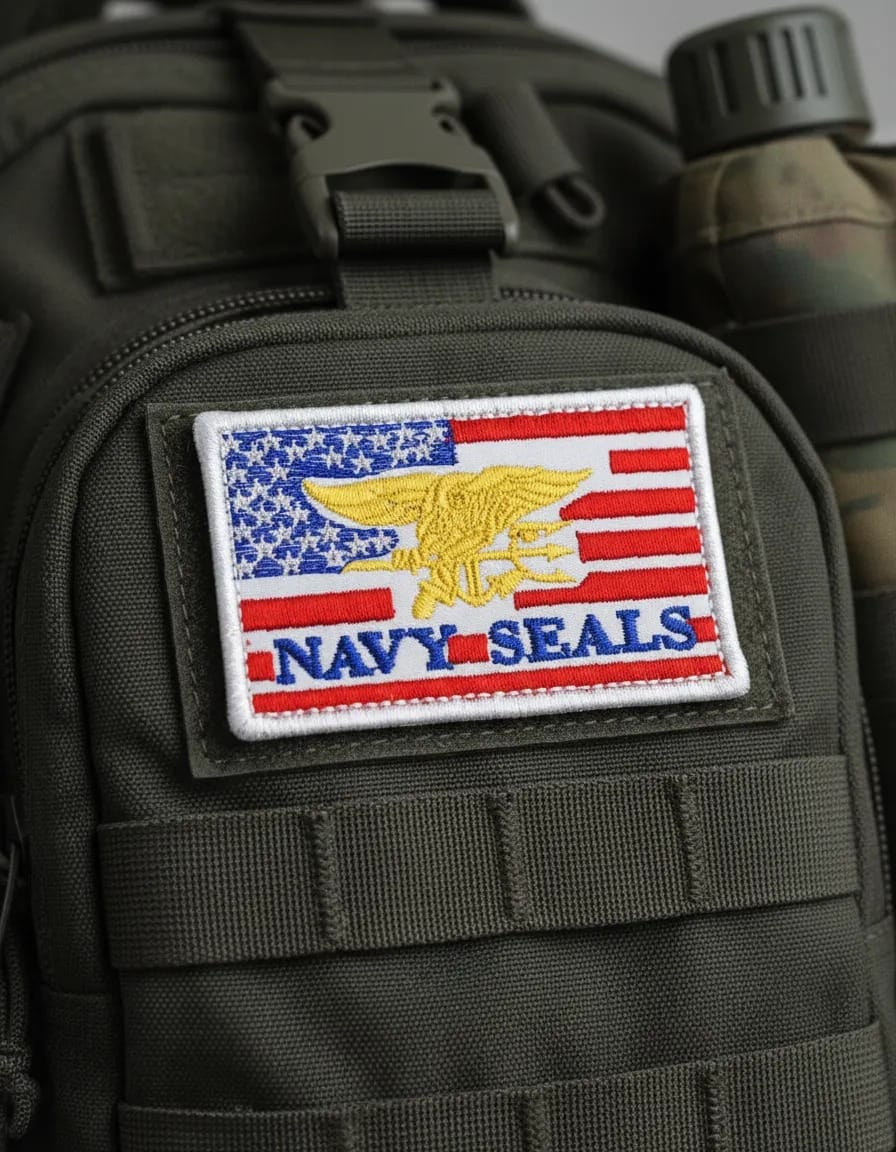 Patch Emblema Bandeira EUA Navy Seals Bordado com Velcro - Imagem 2