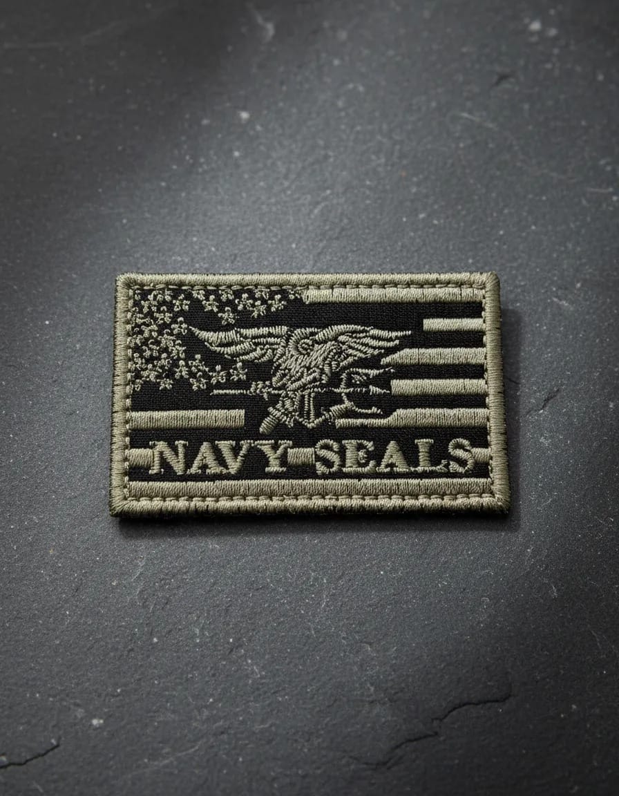 Patch Emblema Bandeira EUA Navy Seals Bordado com Velcro - Imagem 4