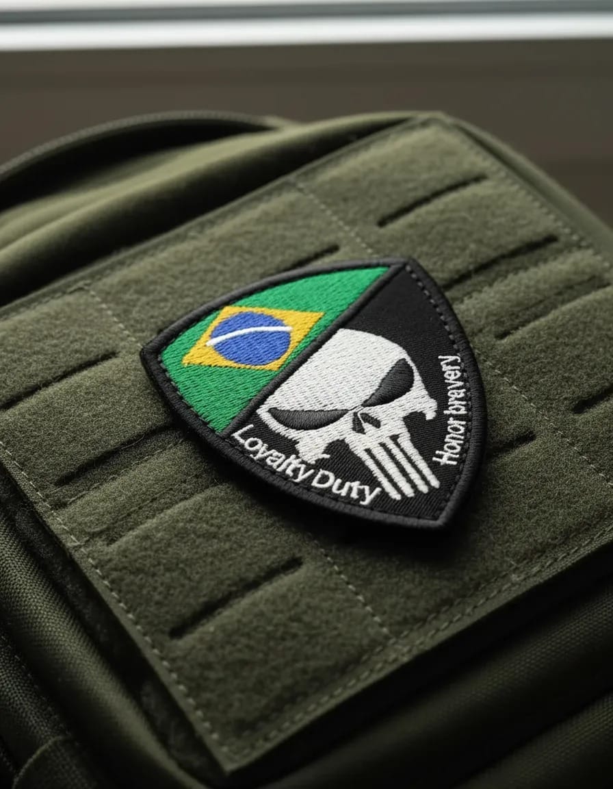Patch Emblema Justiceiro Brasil LOYAITY DUTY HONOR BRAVERY Bordado com Velcro - Imagem 2
