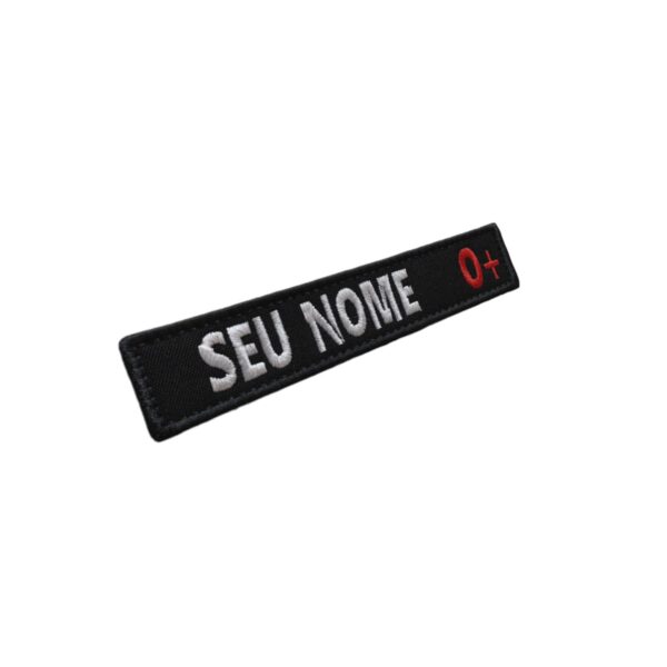 Patch Emblema Tarja Personalizados Seu Nome e Tipo Sanguíneo 13x3 com Velcro - Image 2