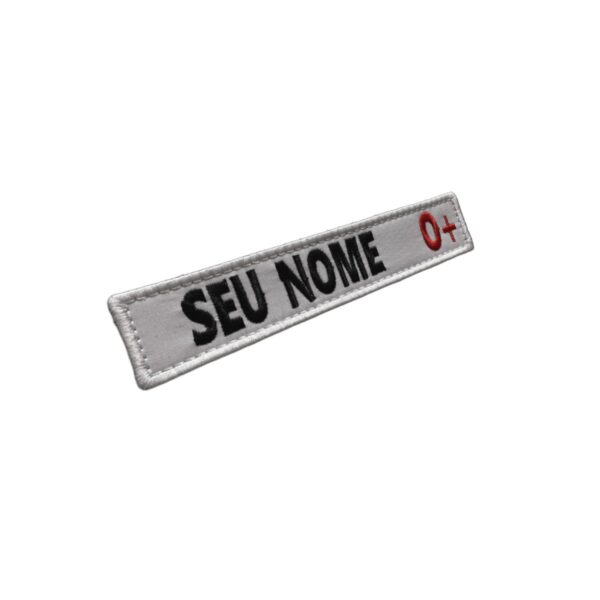 Patch Emblema Tarja Personalizados Seu Nome e Tipo Sanguíneo 13x3 com Velcro - Image 3