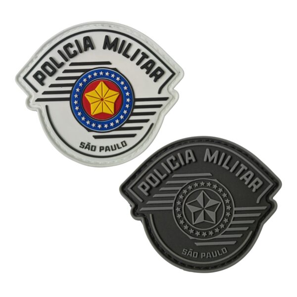 Patch Emblema Brasão Oficial Policia Militar SP Emborrachado com Velcro