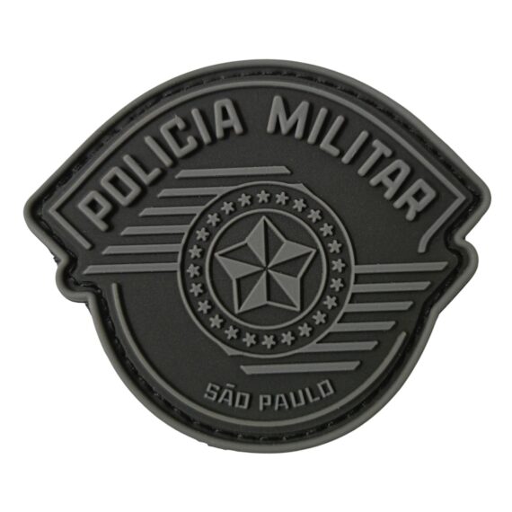 Patch Emblema Brasão Oficial Policia Militar SP Emborrachado com Velcro