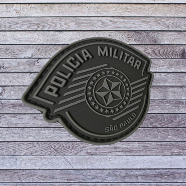 Patch Emblema Brasão Oficial Policia Militar SP Emborrachado com Velcro - Image 2