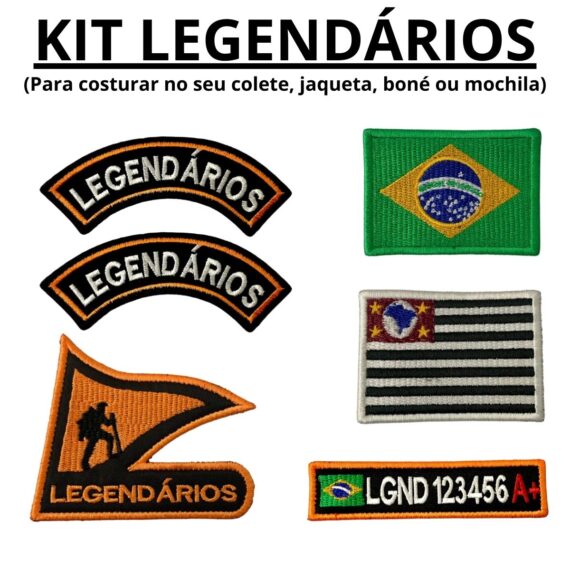 Kit Patches Emblema Legendários Oficial Bordado fixação por Costura