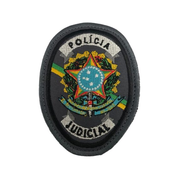 Patch Emblema Brasão Oficial Policia Judicial Bordado com Velcro