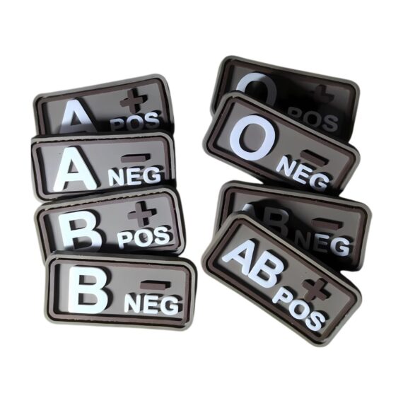 Patch Emblema Tipo Sanguíneo Emborrachado Marrom-Branco com Velcro