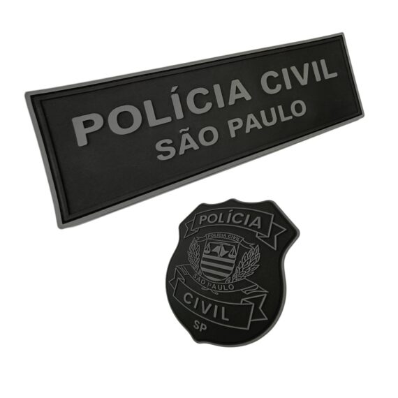 Kit Brasão e Tarja Costa Oficial Policia Civil SP Emborrachado com Velcro
