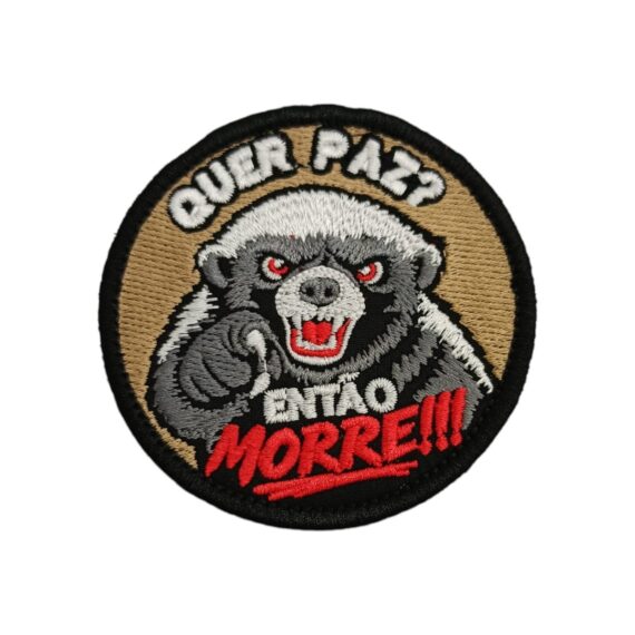 Patch Emblema Texugo Quer Paz ? Bordado com Velcro
